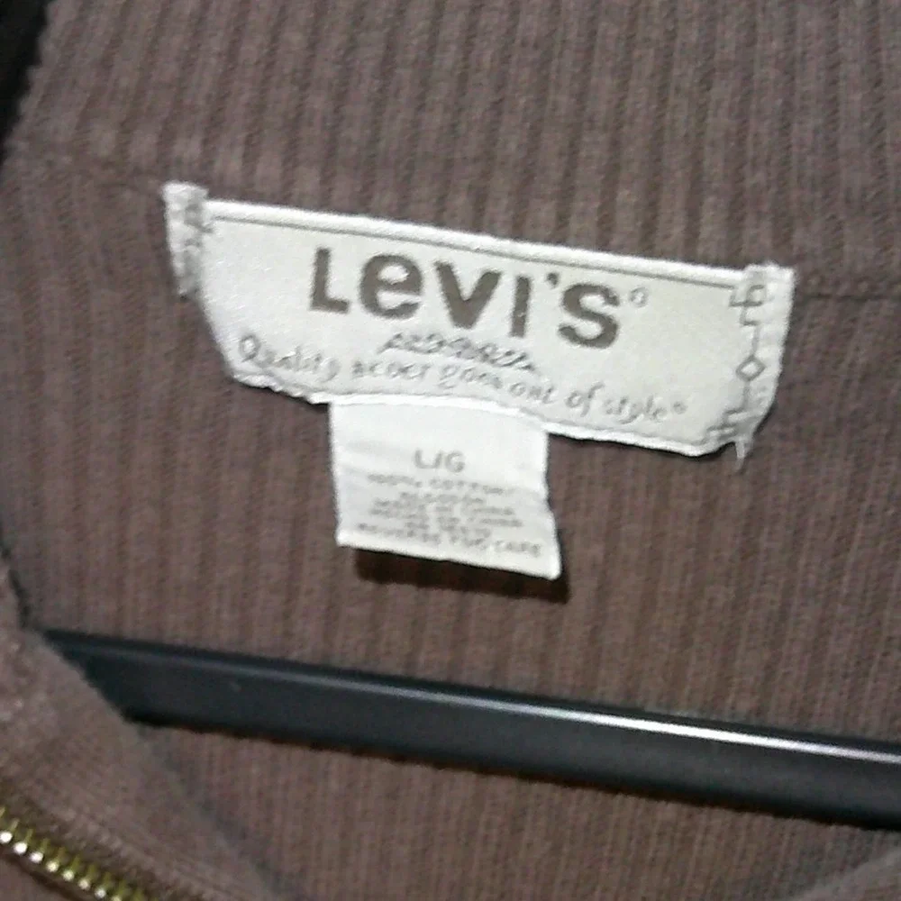 Vintage Levi's Mens Quarter Zip Pullover Sweater Brown Ribbed Knit‎ Mock Neck